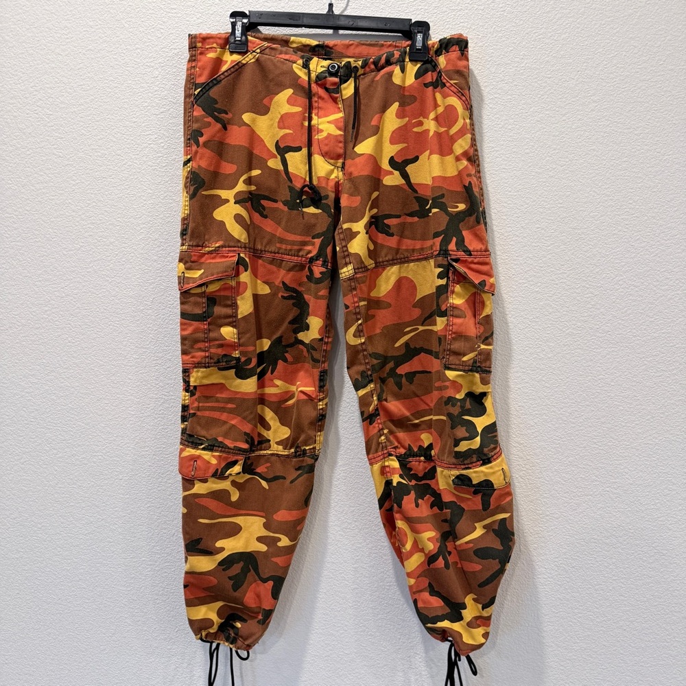 Rothco Orange Camo Cargo Pants S | Y2K Streetwear Gorpcore Utility Grunge Skater